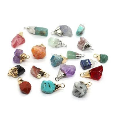 Fashion Jewelry Pendants Charms Handmade Irregular Amethyst DIY Turquoise Pendant Natural Stone Pendant