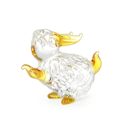Handmade Yellow Crystal Rabbit Figurine Collectible Eco-Friendly Art Zodiac Animal Statue Spring Easter Ornament Gift