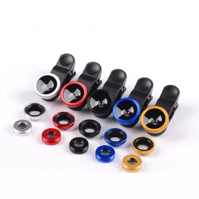 Universal 3In1 Clip Fish Eye Lens Wide Angle 180 Degree Macro Universal Camera Lens Kit for Mobile Phone
