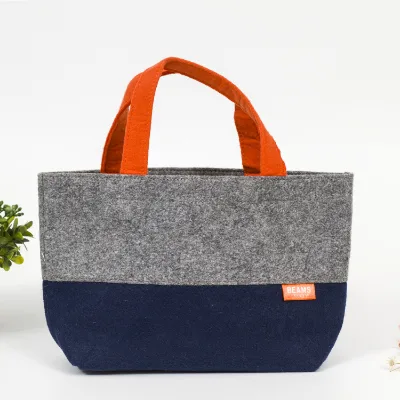 Summer New Arrival Simple Stylish Hand-Held Plaid-Panel Canvas Tote Bag with Zipper and Washed Label Cotton Gift Bag 43