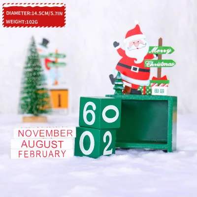 Modern Santa Claus Advent Calendar Wooden New Year's Christmas Gift for Indoor Living Room Desk Decor to Set Mood