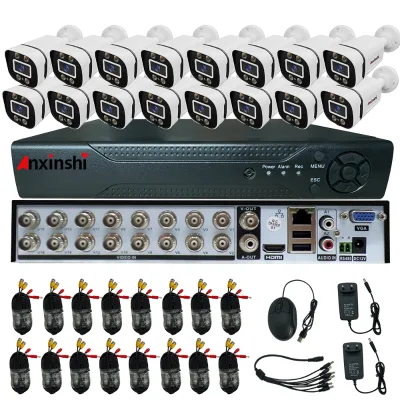 Factory Cheap Price 16CH AHD TVI CVI CVBS Analog Camera Kits with Cable 1MP 2MP 5MP Easy for Installation