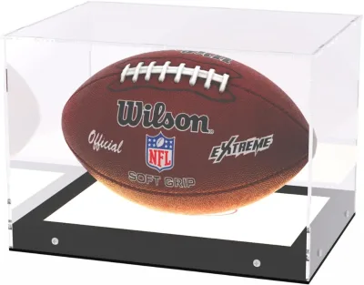Portable Modern Acrylic Football Display Cabinet Lamps Clear Case with Lighting for Collectibles Customizable Pre-Assembled