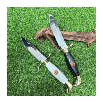Exceptional Russia Design 440C Steel Fixed Blade Knife Polished Hunting Knife with Handguard Survival Knife with Leather Sheath