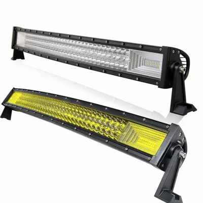 White or Yellow 32 Inch Curved 3-Row LED Fog Light Bar Offroad for Jeep 4x4 Truck