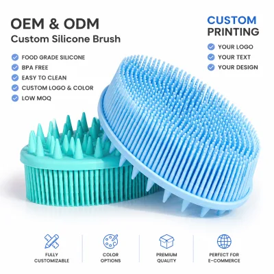 OEM ODM Custom Silicone Scrubber Shampoo Brush BPA Free Hair Scrubber Bath Body Brush Wholesale Low MOQ