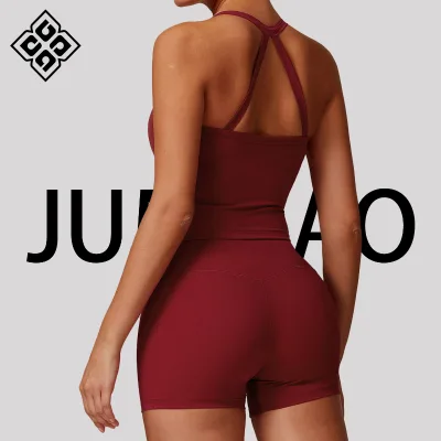 Wholesale New Women Solid Yoga Sports Vest Sleeveless High Waist Workout Shorts & Pants Set Quick Dry Eco-Friendly Custom Logo
