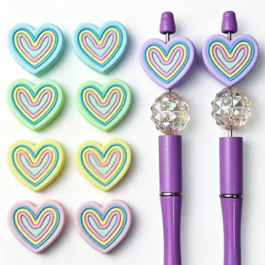 Rainbow Multi-layer Heart-shaped Silicone Through-hole Beads for DIY Stringing Pen Handmade Heart-shaped Macaroon-colored Beads