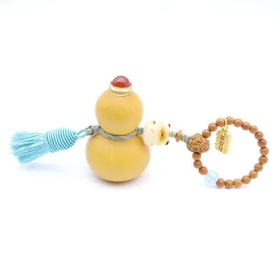 Mini Lucky Gourd Hoist Pendant Olive Seed Bead Ring Decoration Bag Hanging Pendant With Handmade Tassel