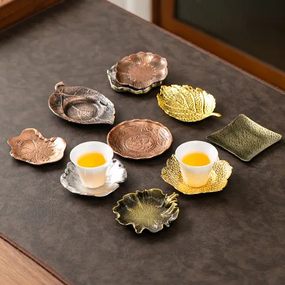 Wholesale Retro Creative Copper Alloy Coasters Anti-Scald Heat Insulation Cup Holder Multi-Style Tea Accessories Tea Cushion