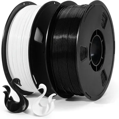 PLA Filament 1.75mm 1KG Black White | Smooth Printing No Clog Vacuum Sealed Desiccant Compatible FDM 3D Printers