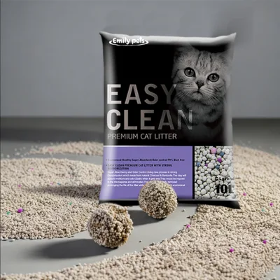 EMILYPETS Bnetonite Cat Litter Premium Grade Odor Control Irregular Granule Flushable Eco Friendly White 10L Supermarket Supply