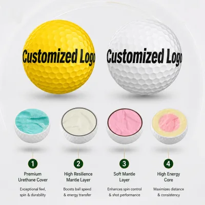 Wholesale Custom Logo 3 Piece PU Urethane Golf Balls Long Distance Low Spin Logo OEM for Golf Club Promotional Events