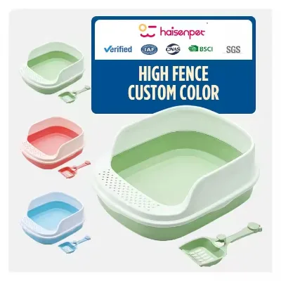 Cat High Border Splash Proof Easy Clean Open Design Plastic Litter Box Pet Toilet