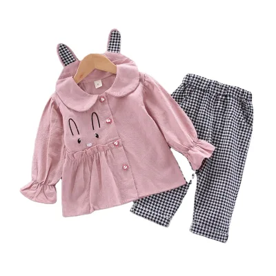 Spring 2026 New Long-sleeved Plaid Ear Two-piece Set