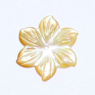 Yellow Middled Drilled 18mm Flower Shape Shell Beads for DIY Handmade Artists Jewelry Earring Necklace Decorative Asscessoried