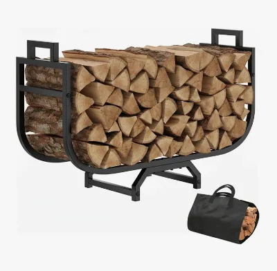 Heavy Duty UV-resistant Finish High-rise Apartment Balcony Slim Double-tier Firewood Rack with Waterproof Cover