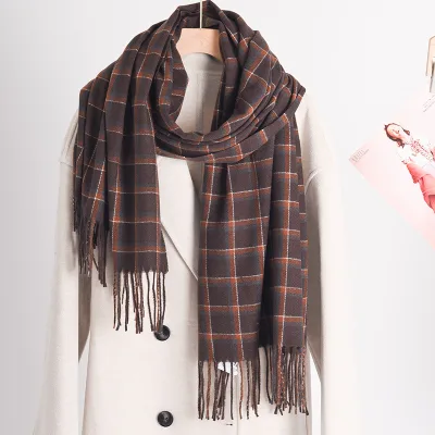 Wholesale Plain Thick Scarf Hijab Poncho Long Style Neck Wrap Blanket Fall Winter Women Artificial Cashmere Custom Printed Shawl