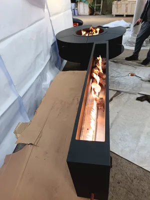 Customized American Modern Style Fireplace with Glass Natural Gas Fireplace Remote Ignition for House
