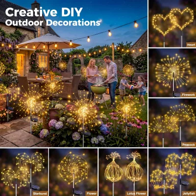 Solar-powered IP65 Waterproof LED Fireworks Lights Outdoor Garden Decorative Lights for Christmas Creating High-end Ambiance