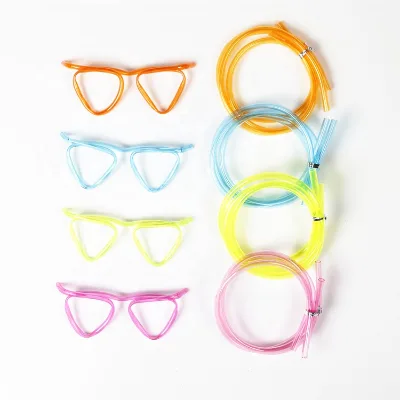 Hot Sell  Crazy Summer Factory Wholesale Triangle Eyeglasses Frames Pipe  Drinking Straws