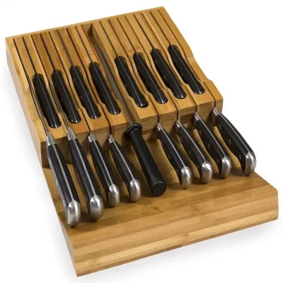 Newly Designed Multifunctional Kitchen Bamboo Knife Holder Storage Rack Low Price Supply