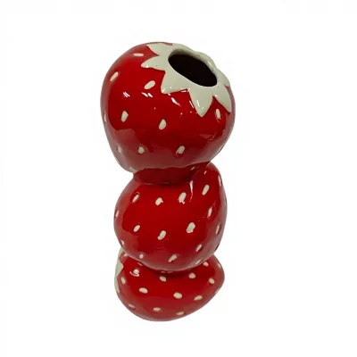 Ins Style Strawberry Fruit Simulation Hand-painted Creative Ceramic Modern Style Fujian Birthday Home Life Gardening Decorations