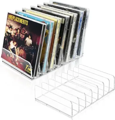 Six Grid Transparent Acrylic CD Storage Rack, Desktop Album, Vinyl Disc Partition Shelf, CD Vertical Display Rack Customization