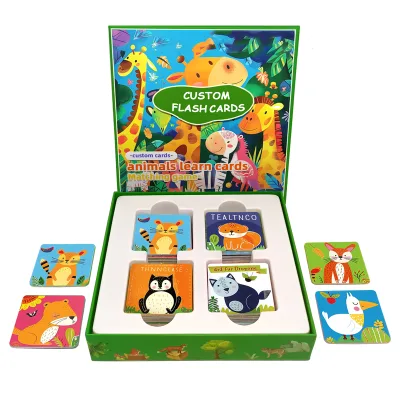 Factory OEM Custom Children Literacy Card English Educational Learning Custom for Baby Birthday Gift Cartoon Animal Flash Cards