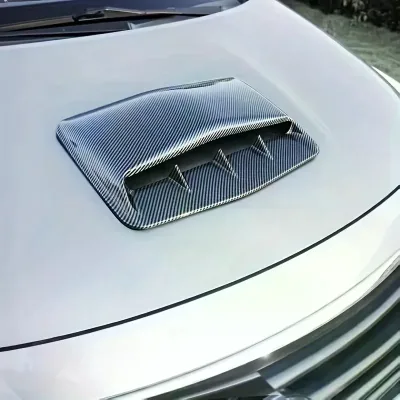 Universal Black Carbon Fiber ABS Air Flow Intake Hood Scoop Bonnet Vent Cover Exterior Car Decorative Accessory for Autos