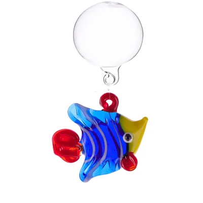Glass Floating Ball Pendant Creative Fish Tank Landscape Decoration Ornament Fake Fish Glass Ball Ocean World Jewelry