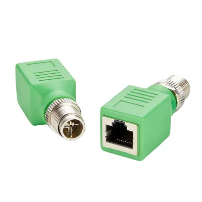 Shielded M12 X Code to RJ45 Ethernet Connector 8 Pin Male Rated for Industrial Automation EtherNet/IP Fieldbus Communication
