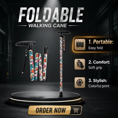Modern butterfly Printed Folding Aluminum Alloy Cane LED Light Suitable for Elderly Use Stable Reliable Daily Use