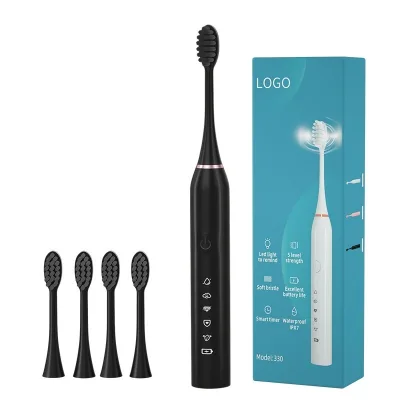 Portable Rechargeable Electric Toothbrush for Adults Soft Hair Sonic Toothbrush Intelligent Cross-Border Technology IPX7 USB for