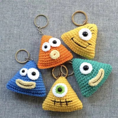 Hot Sale Hand Knitted Pendant Crochet Craft Keychain Little Monster Keychain Custom Crocheted Funny Keychain