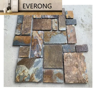 Rusty Slate Stone Loose Square and Rectangle Thin Veneer Wall Cladding for Indoor and Outdoor Wall Decoration