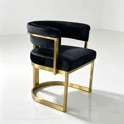 Modern Fashion Metal Base Velvet Guest Chair, High-density Foam, for Office/dining Use, Customizable Color, Factory Production
