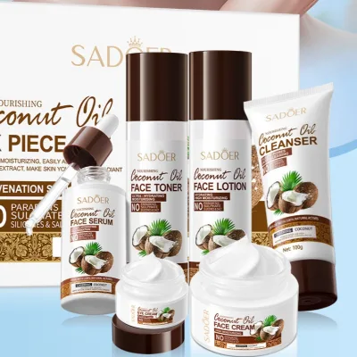 Private Label Coconut Oil Nourishing Skin Care Set Organic Moisturizing Anti-Aging Face Care Beauty Gift Box Skincare Kit