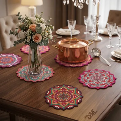 Boho Spanish Printing Heat Resistant Ceramic Trivet Mat Italy Mandala Customizable Sublimation Ceramic Placemat