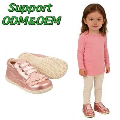 Baby Happy Unisex Kids Toddler Western Ankle & Bootie Metallic Pink Fringe Leather Lace-up Soft Non-slip Breathable Sneakers
