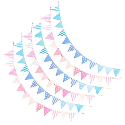 Happy Birthday Banner Colorful Triangle Cardpaper Flags Lovely Birthday Flag Pennant String Flag for Birthday Decoration