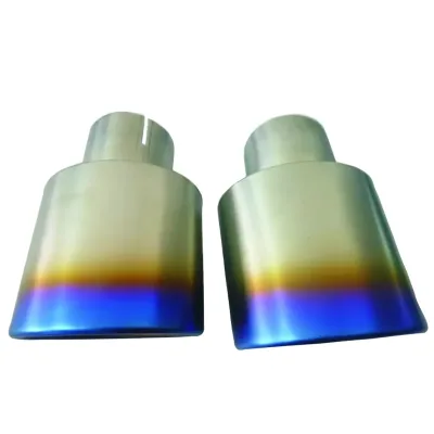 Universal 2'' Inlet 4'' Outlet Exhaust End Tips Burnt Blue Pipe Tips Tip