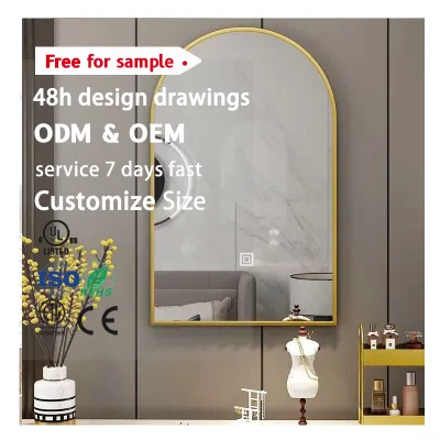 Modern European Extra Makeup Bathroom Mirror Arch Aluminum Alloy Framed Decorative Mirrors Decor Wall Mirror