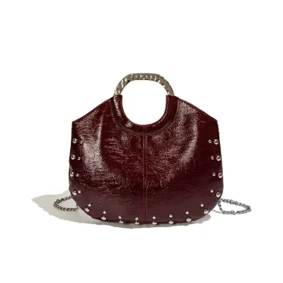Womens Handbag 2026 New Y2K Rivet studded commuter Tote Fashionable Punk Style Chain Single Shoulder Bags