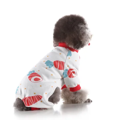 Pure Cotton Luxury Dog Coat Comfortable Four-Legged Dog Pajamas Soft Dog Homewear Summer Print Small Appropriate for Pets