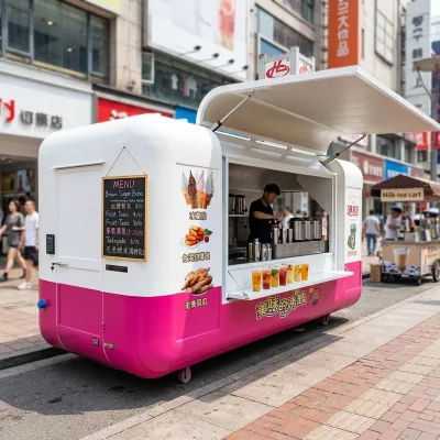 Heavy Duty Galvanized Sheet Food Truck with Exhaust System and Modular Counter Customizable for Street Vending Use Truck