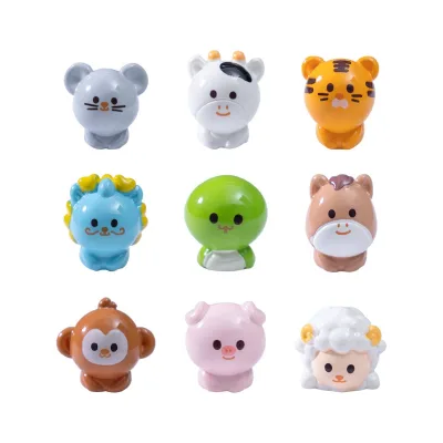 Miniature Cartoon 12 Chinese Zodiac Mini Resin Animal Figurines Figures for DIY Micro Landscape Home Table Cake Toppers Decors