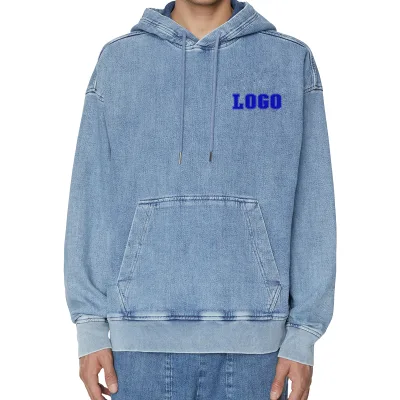 Custom logo  Heavy  Pocket Long Sleeve Hoodie  Unisex Pullover Acetic Acid Washing Sweatshirts& Hoodies
