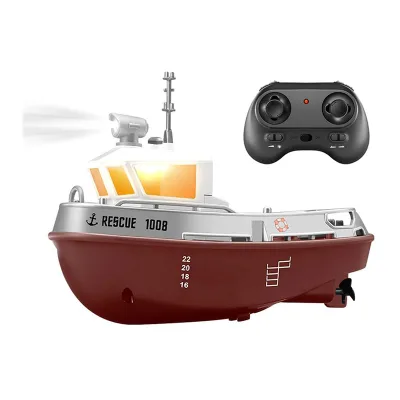 Bemay Toy RC Rescue Tug Boat 1:32 Scale Waterproof Mini Remote Control Boat with Batteries for Pool & Bathtub