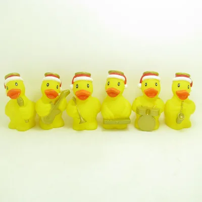 Christmas Themed PVC Rubber Duck Squeeze-sounding Bath Toy Kids Featuring Santa Claus Musical Instrument Christmas Hat Hoking